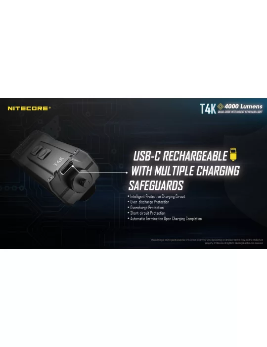 T4K mini lampe 4000LM rechargeable USB C–NITECORE BELUX