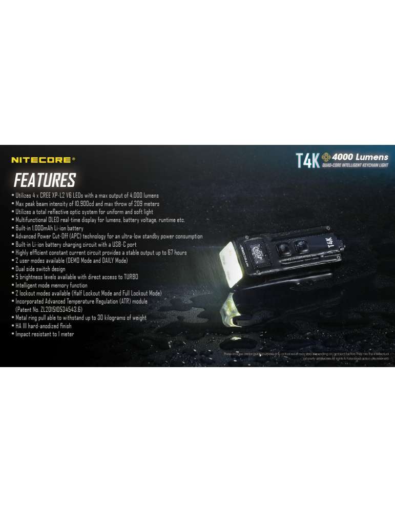 T4K mini lampe 4000LM rechargeable USB C