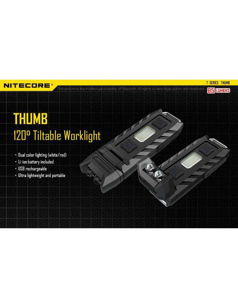 Thumb mini lampe 85LM LED rouge secondaire clip solide