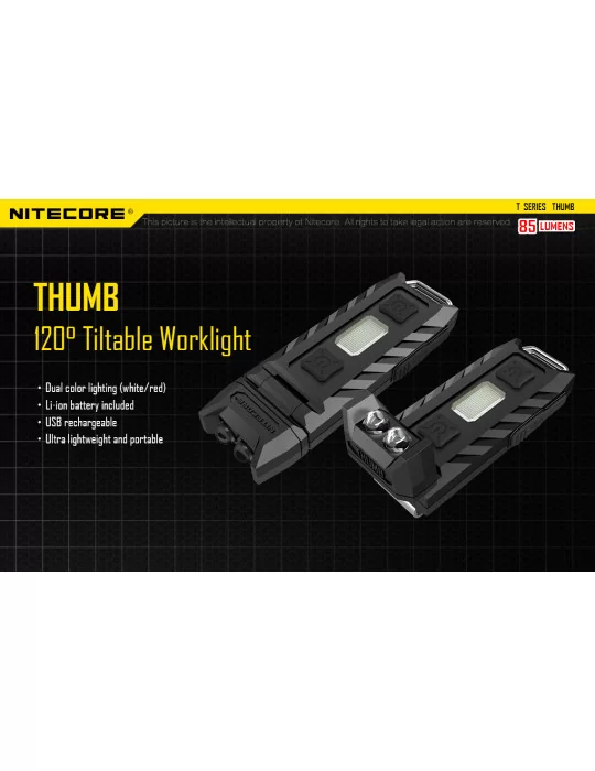 Thumb mini lamp 85LM red LED secondary solid clip–NITECORE BELUX