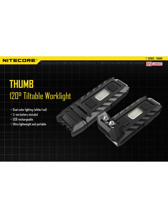 Thumb mini lampe 85LM LED rouge secondaire clip solide