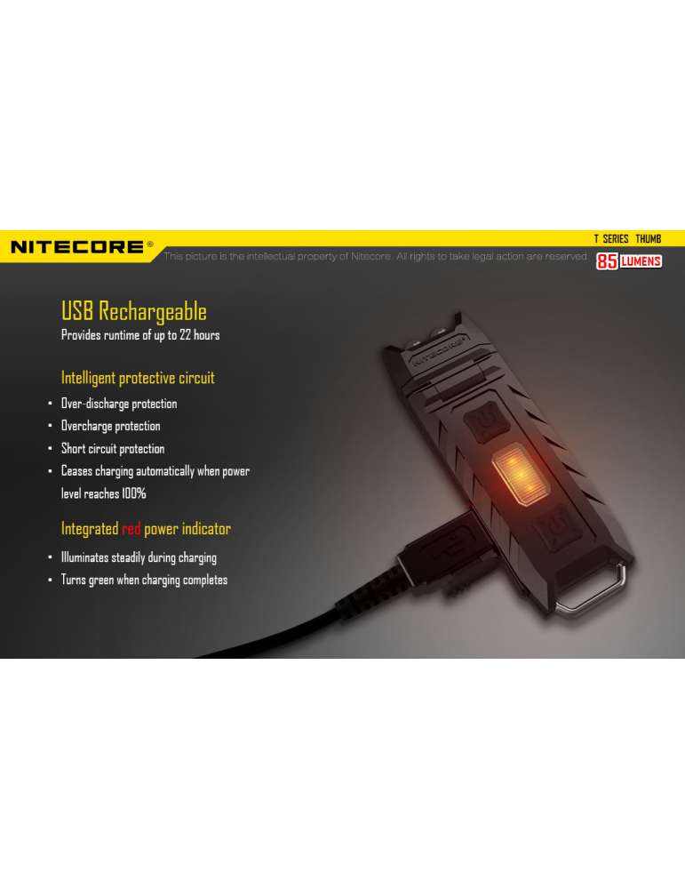 Thumb mini lampe 85LM LED rouge secondaire clip solide