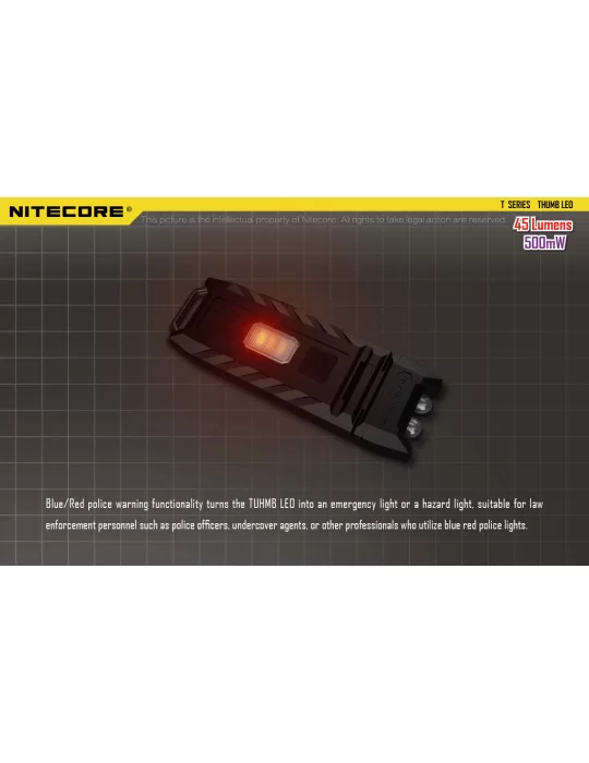 Thumb leo 45LM mini lampe lecture avec UV pour contrôle routier–NITECORE BELUX
