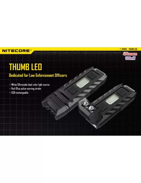 Thumb leo 45LM mini reading light with UV for roadside checks–NITECORE BELUX