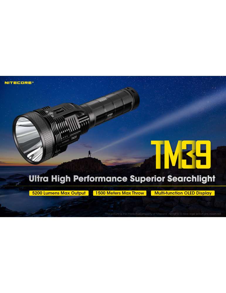 TM39 lampe torche 5200LM longue portée 1500m fixation tripod