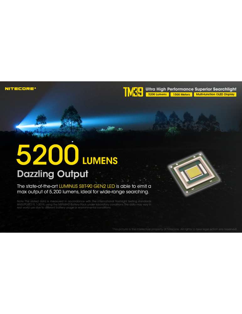 TM39 flashlight 5200LM long range 1500m tripod mount