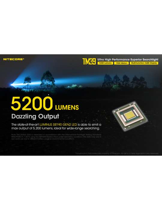 TM39 lampe torche 5200LM longue portée 1500m fixation tripod
