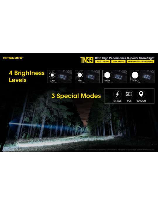 TM39 lampe torche 5200LM longue portée 1500m fixation tripod