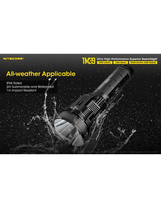 TM39 lampe torche 5200LM longue portée 1500m fixation tripod