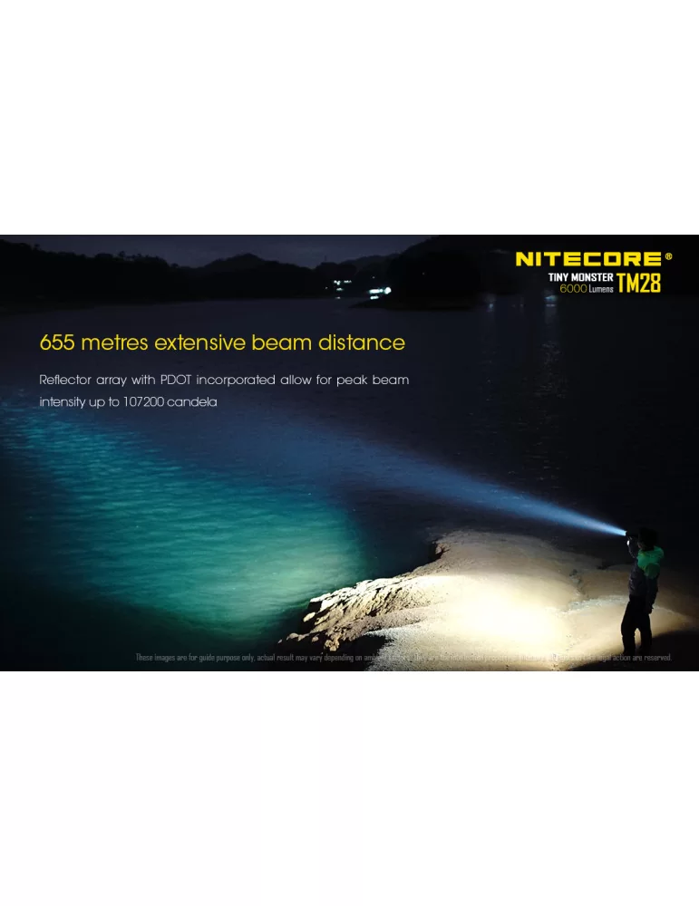 Lampe Torche Nitecore rechargeable TM28 6000Lumens ultra puissante longue  portée 655 mètres