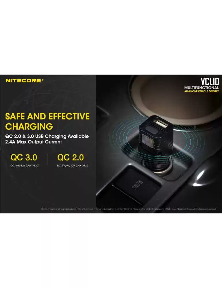 VCL10 lampe de secours voiture chargeur USB allume cigare–NITECORE