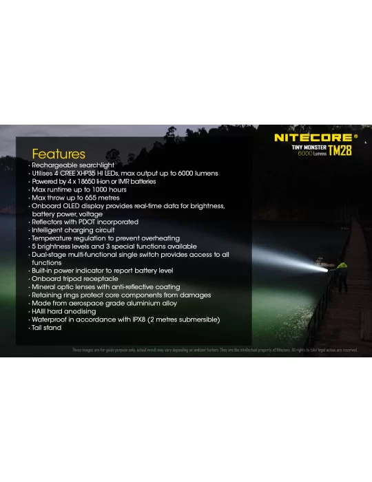 TM28 flashlight 6000LM compact long range tripod mount–NITECORE BELUX