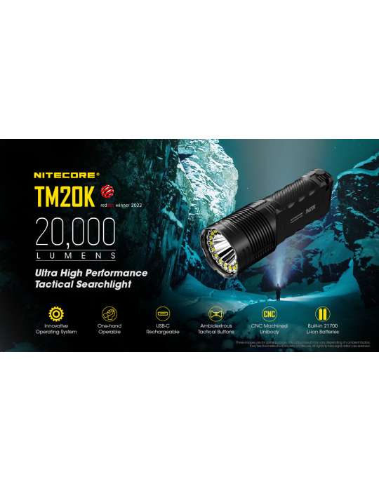 TM20K lampe torche 20000LM rechargeable USB C