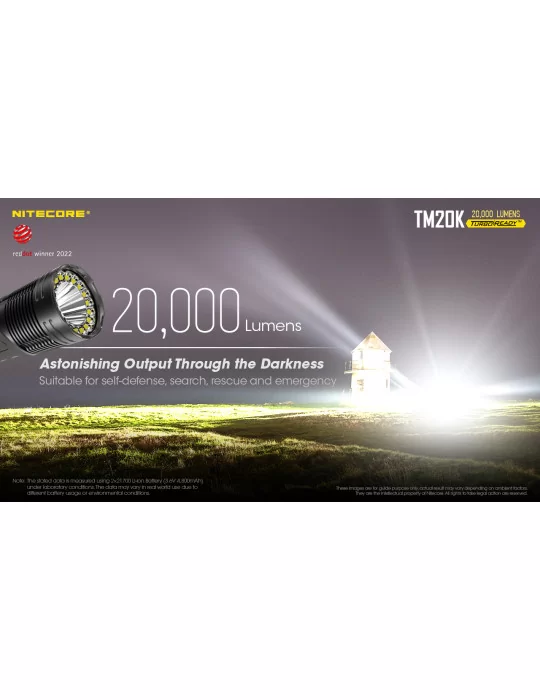 TM20K lampe torche 20000LM rechargeable USB C–NITECORE BELUX