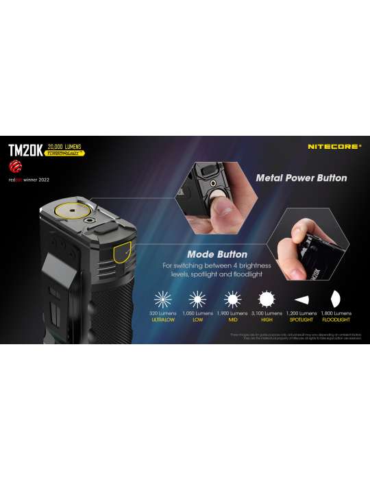 TM20K lampe torche 20000LM rechargeable USB C