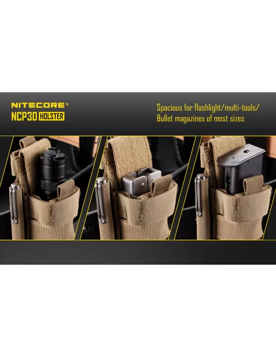 NCP30 holster voor zaklamp en oplader nylon 1000D zwart–NITECORE BELUX