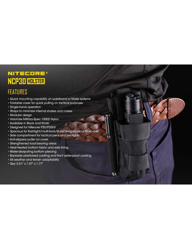 NCP30 holster pour lampe torche et chargeur nylon 1000D noir