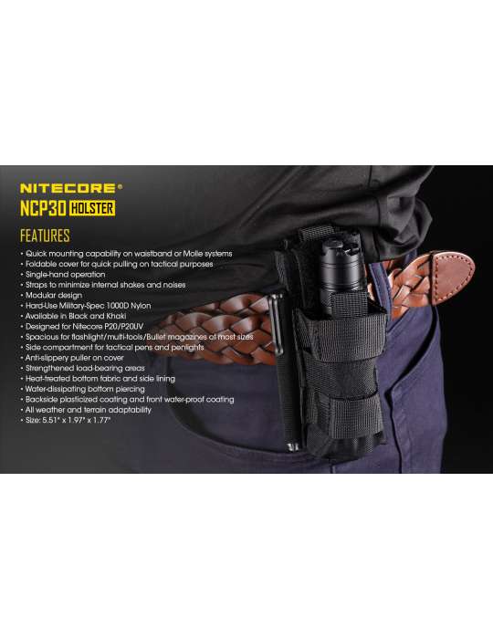 NCP30 holster pour lampe torche et chargeur nylon 1000D noir