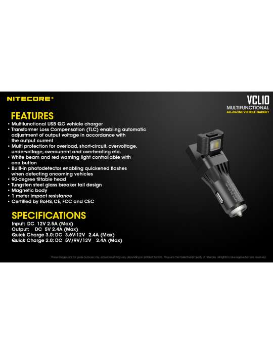 VCL10 noodlamp auto-USB-oplader car plug