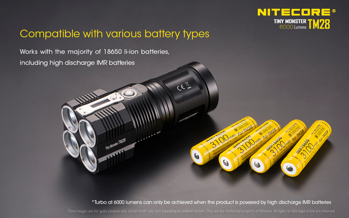 TM28 - high autonomy flashlight with external battery